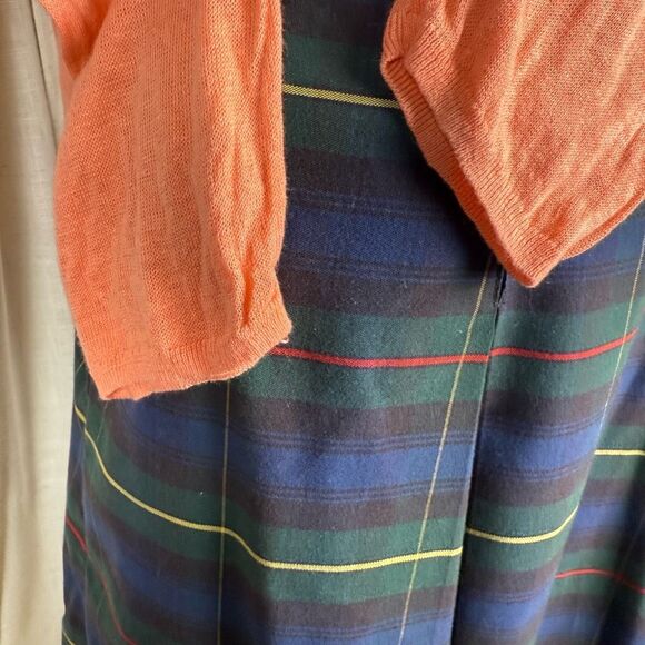 Sheer Peach Linen Blend Sweater w/ Back Buttons Chic Layering - Picture 4 of 16